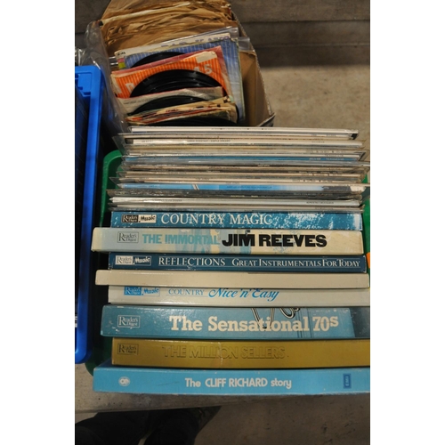 804 - THREE TRAYS CONTAINING APPROX TWO HUNDRED LPs, 78s, SINGLES AND CDs including Cat Stevens, Buddy Hol... 