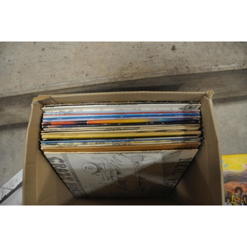 806 - A TRAY CONTAINING OVER THIRTY LPs including Electric Ladyland and Backtrack by Jimi Hendrix, On the ... 