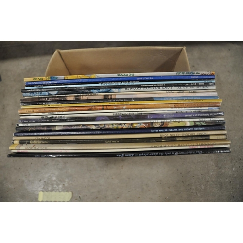 814 - TWENTY TWO  NEAR MINT LPs BY ELTON JOHN AND THE MOODY BLUES including Don't shoot me, Captain Fantas... 