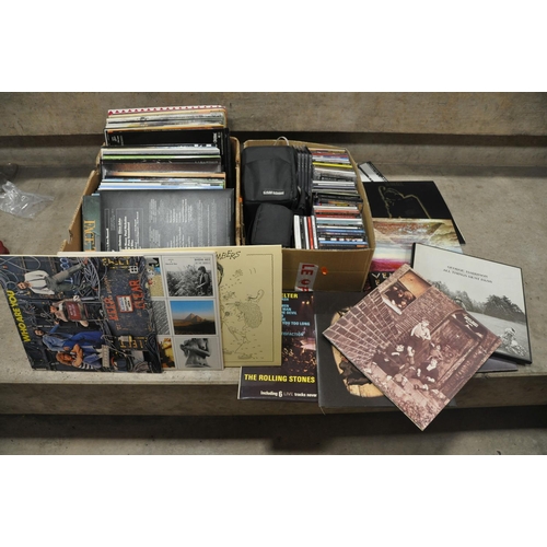 815 - TWO TRAYS CONTAINING OVER ONE HUNDRED AND THIRTY LPs AND CDs including All things must Pass reissue ... 