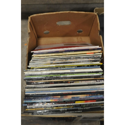 815 - TWO TRAYS CONTAINING OVER ONE HUNDRED AND THIRTY LPs AND CDs including All things must Pass reissue ... 