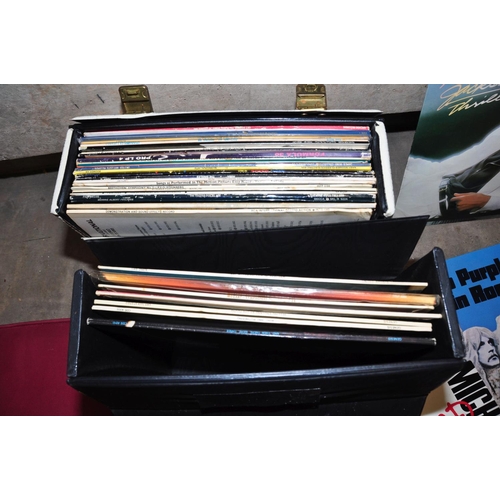 822 - TWO CASES CONTAINING SIXTY LPs, 12in AND 7in SINGLES including Abbey Road ( 1st Pressing) and Love S... 