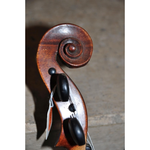 831 - AN EARLY 20th CENTURY VIOLIN BEARING A PAPER LABLE FOR THE MAIDSTONE BY JOHN G MURDOCK AND CO LONDON... 