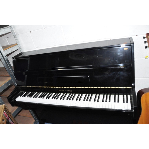 836 - A YOUNG CHANG U-109 UPRIGHT PIANO in high gloss black finish Serial Number 1436134 along with a Pian... 