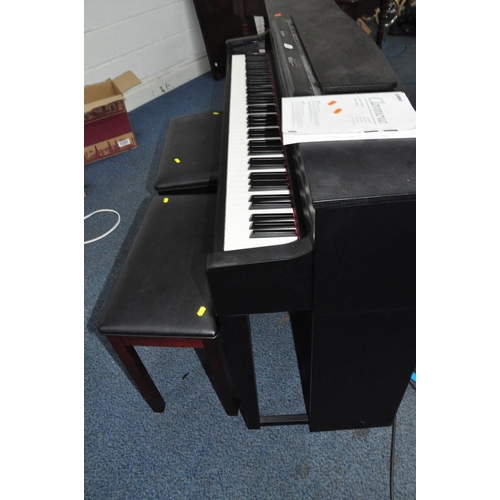 837 - A YAMAHA CLAVINOVA CLP545 DIGITAL ELECTRIC PIANO in matt black finish with manual, a matching black ... 