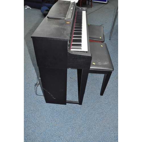 837 - A YAMAHA CLAVINOVA CLP545 DIGITAL ELECTRIC PIANO in matt black finish with manual, a matching black ... 