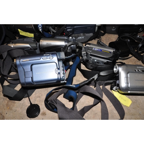 858 - TEN CAMCORDERS by Canon and Sony with bags, batteries and chargers