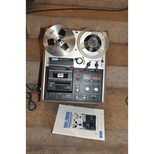 868 - AN AKAI GX-1900D REEL TO REEL AND CASSETTE RECORDER with manual ( PAT fail due to uninsulated plug b... 