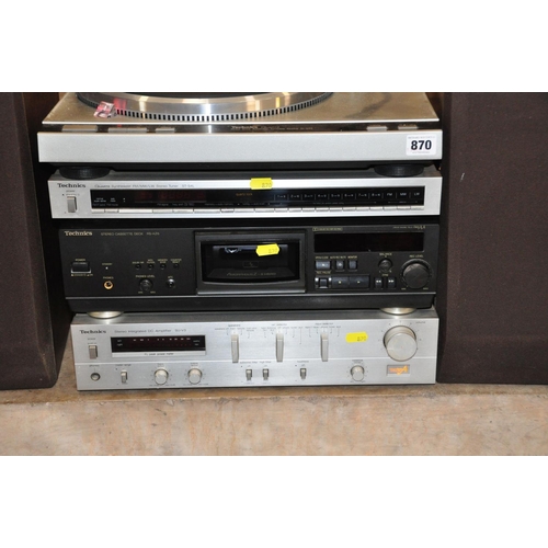 870 - A TECHNICS COMPONANT HI FI comprising of a SL-Q33 Turntable ( powers up but platter doesn't turn), a... 