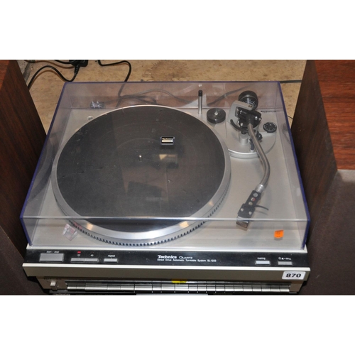 870 - A TECHNICS COMPONANT HI FI comprising of a SL-Q33 Turntable ( powers up but platter doesn't turn), a... 