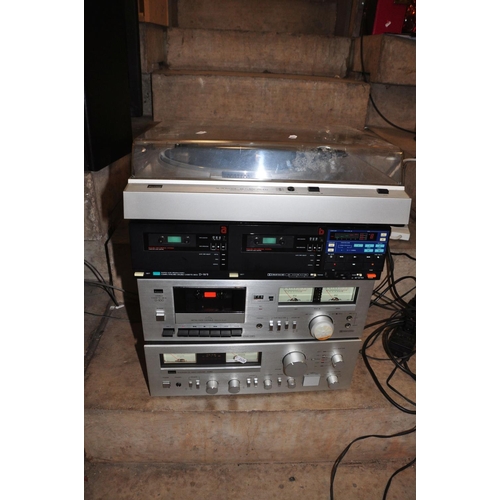 880 - A VINTAGE SANSUI COMPONANT HI FI  comprising of a an A-89 Amplifier, a D-100 tape player ( levers no... 