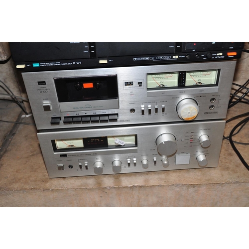 880 - A VINTAGE SANSUI COMPONANT HI FI  comprising of a an A-89 Amplifier, a D-100 tape player ( levers no... 