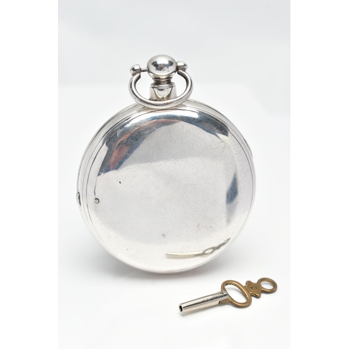 122 - AN EARLY VICTORIAN SILVER PAIR CASED HALF HUNTER POCKET WATCH, key wound, round cream dial featuring... 