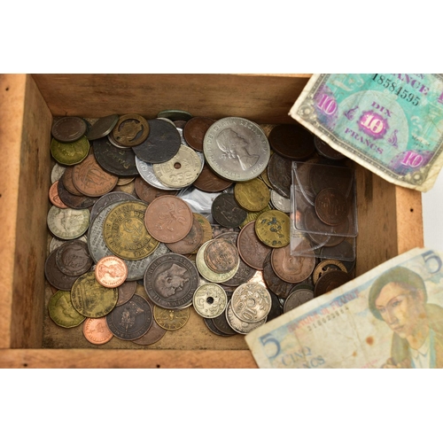 127 - A QUANTITY OF WORLD COINS IN TWO BOXES, to include a white metal Archdiocese of Salzburg Wolfgang Am... 