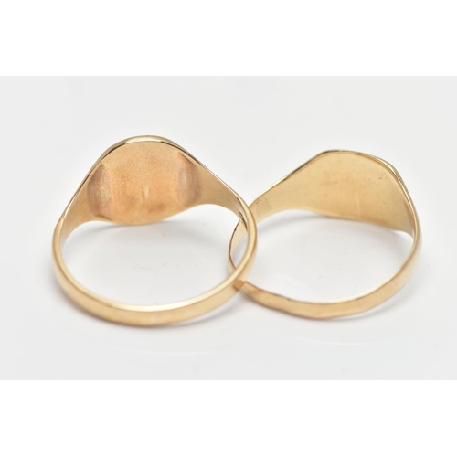 14 - TWO 9CT YELLOW GOLD SIGNET RINGS, to include a 1930s signet ring with engraved initial monogram, tog... 