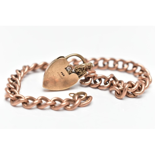 66 - A 9CT GOLD CURB LINK BRACELET, a rose gold curb link bracelet hallmarked 9ct Sheffield, fitted with ... 