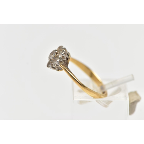 73 - A YELLOW METAL DIAMOND CLUSTER RING, small circular cluster of claw set old cut diamonds, estimated ... 