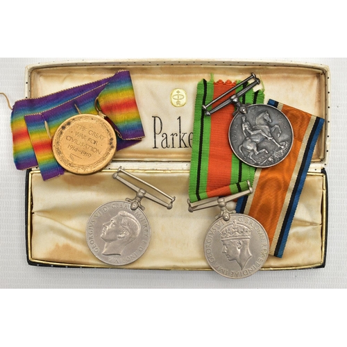92 - FOUR WORLD WAR MEDALS, to include a 1914-1919 Victory medal, assigned to 'J.82009 H.R.T.HENDERSON OR... 