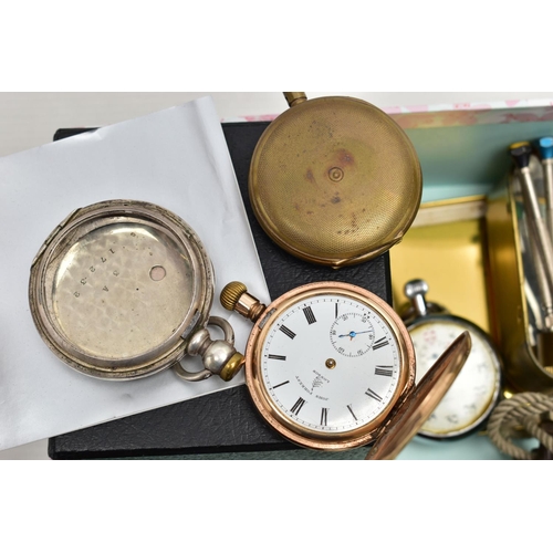 96 - A SELECETION OF POCKET WATCHES, POCKET WATCH PARTS AND TOOLS, to include a full hunter John Forrest ... 