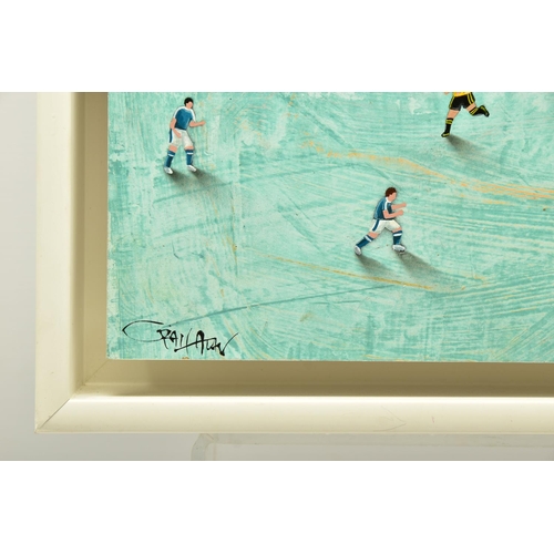 305 - CRAIG ALAN (AMERICA 1971) 'TOUCH', eight figures playing football, signed bottom left, mixed media o... 