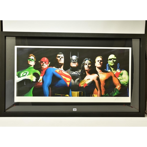 332 - ALEX ROSS (AMERICAN CONTEMPORARY) 'ORIGINAL SEVEN' portraits of Green Lantern, Flash, Superman, Batm... 