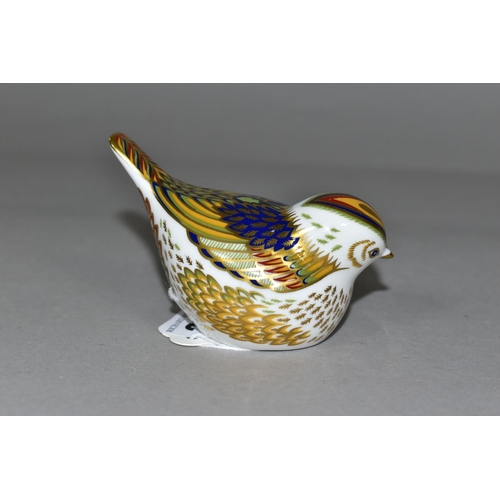 346 - A ROYAL CROWN DERBY FIRECREST, originally complimentary to Guild members, height 5.5cm, gold stopper... 