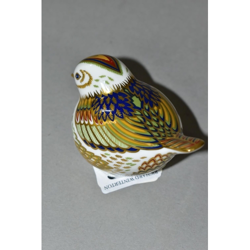 346 - A ROYAL CROWN DERBY FIRECREST, originally complimentary to Guild members, height 5.5cm, gold stopper... 