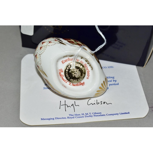 347 - A  ROYAL CROWN DERBY BOXED BAKEWELL DUCKLING PAPERWEIGHT, with a certificate of authenticity for an ... 