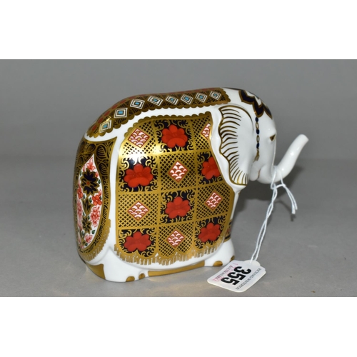 355 - A ROYAL CROWN DERBY INDIAN ELEPHANT-RUPA PAPERWEIGHT, date cypher 1992, height 5.5cm, red backstamp ... 