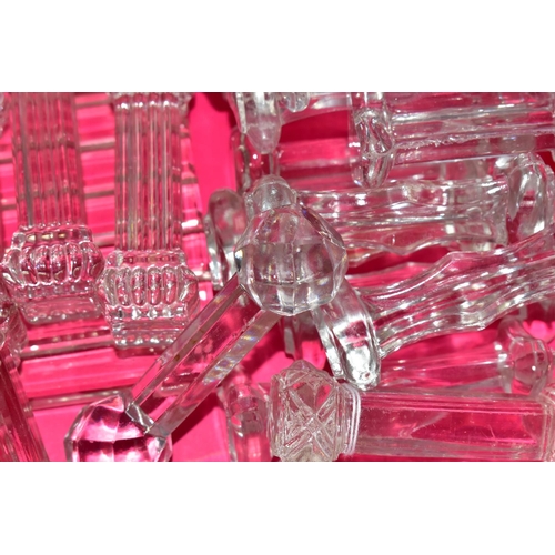 359 - A BOX OF CUT CRYSTAL AND PRESSED GLASS KNIFE RESTS, to include fifteen matching pairs and five singl... 