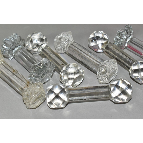 359 - A BOX OF CUT CRYSTAL AND PRESSED GLASS KNIFE RESTS, to include fifteen matching pairs and five singl... 