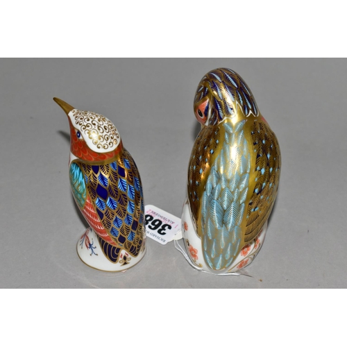 368 - TWO ROYAL CROWN DERBY PAPERWEIGHTS, comprising Kingfisher height 11cm, and Hummingbird height 10cm, ... 