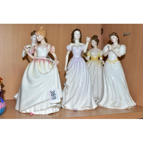 369 - FIVE ROYAL DOULTON FIGURINES, comprising Maria HN3381, Lucy HN4459, Gift of Love HN3427, Classics In... 