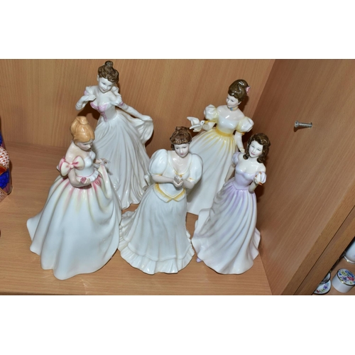 369 - FIVE ROYAL DOULTON FIGURINES, comprising Maria HN3381, Lucy HN4459, Gift of Love HN3427, Classics In... 