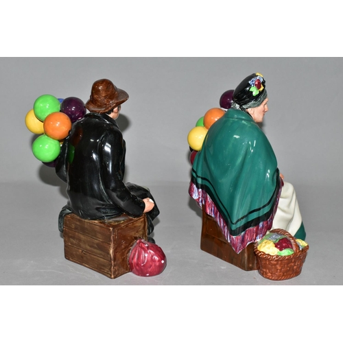 384 - A PAIR OF ROYAL DOULTON FIGURINES, comprising The Balloon Man HN1954, and The Old Balloon Seller HN1... 