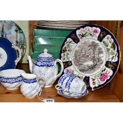 393 - A COLLECTION OF CERAMICS, to include an eleven piece Coalport Dalemere Blue tea set comprising a tea... 