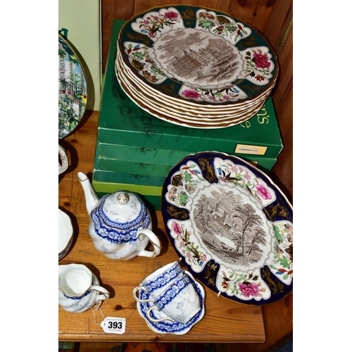 393 - A COLLECTION OF CERAMICS, to include an eleven piece Coalport Dalemere Blue tea set comprising a tea... 