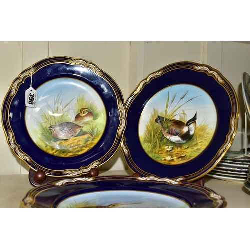 398 - FIVE HANDPAINTED SPODE 'GAME BIRDS' SERIES CABINET PLATES, comprising No.6 'Snipe', No.5 'Quail', No... 