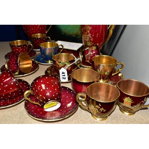 412 - A COLLECTION OF CARLTON WARE, comprising a Rouge Royale colour spotted coffee set and  assorted tea ... 