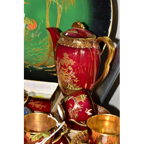 412 - A COLLECTION OF CARLTON WARE, comprising a Rouge Royale colour spotted coffee set and  assorted tea ... 