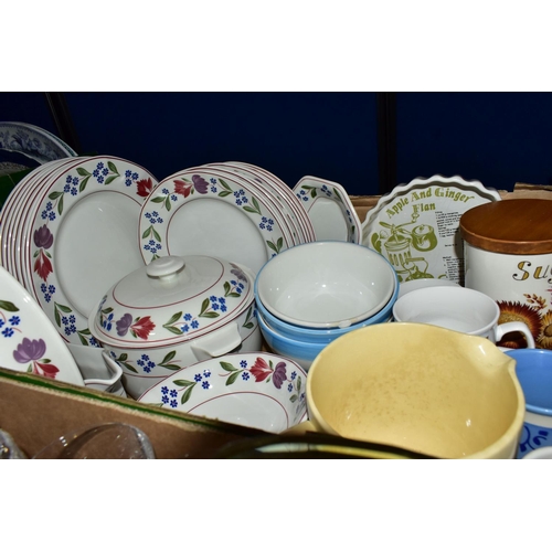 415 - SIX BOXES AND LOOSE CERAMICS, GLASS AND SUNDRY ITEMS, to include a sixteen piece Royal Worcester 'Wa... 