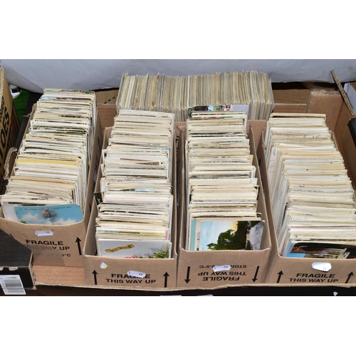 432 - POSTCARDS, approximately 2500-3000 Postcards in five boxes dating from the early-mid 20th century, s... 