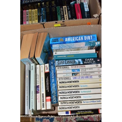 433 - BOOKS, five boxes containing approximately 135 titles, mostly in paperback format and featuring nove... 