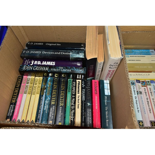 433 - BOOKS, five boxes containing approximately 135 titles, mostly in paperback format and featuring nove... 