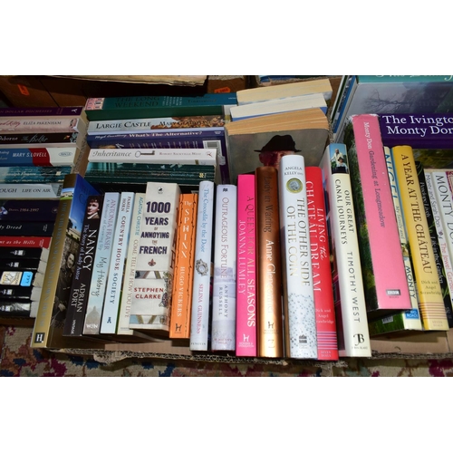 442 - BOOKS, seven boxes containing approximately 110 book titles in hardback and paperback format and a s... 