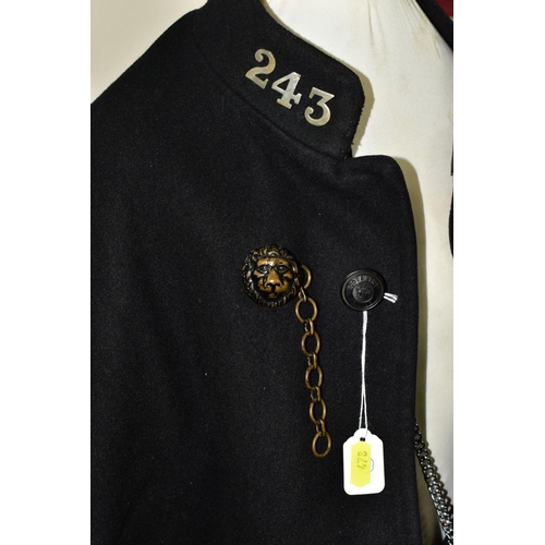 478 - POLICE INTEREST: A POLICE OFFICER'S CAPE, A STRAITJACKET AND OTHER ITEMS OF CLOTHING WITH MANNEQUIN,... 