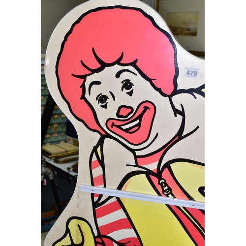 479 - A LARGE RONALD MCDONALD DISPLAY BOARD, with holder for advertisements or notices, plastic coated on ... 