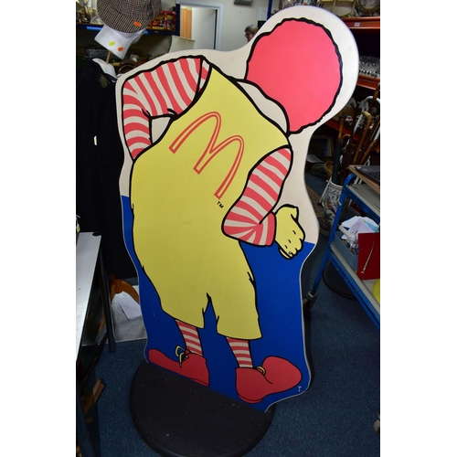 479 - A LARGE RONALD MCDONALD DISPLAY BOARD, with holder for advertisements or notices, plastic coated on ... 