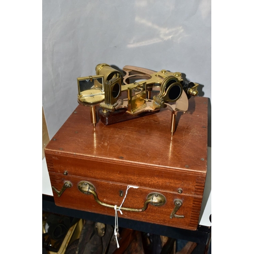 483 - A CASED HEATH & CO 'HEZZANITH' BRASS AND COPPER SEXTANT, with Bakelite handgrip, the case having an ... 