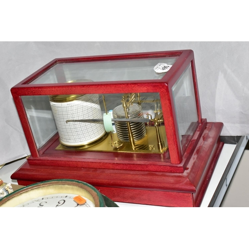 495 - A MODERN CASED BAROGRAPH, the case having a mahogany stained finish, with lift off glass top, and a ... 